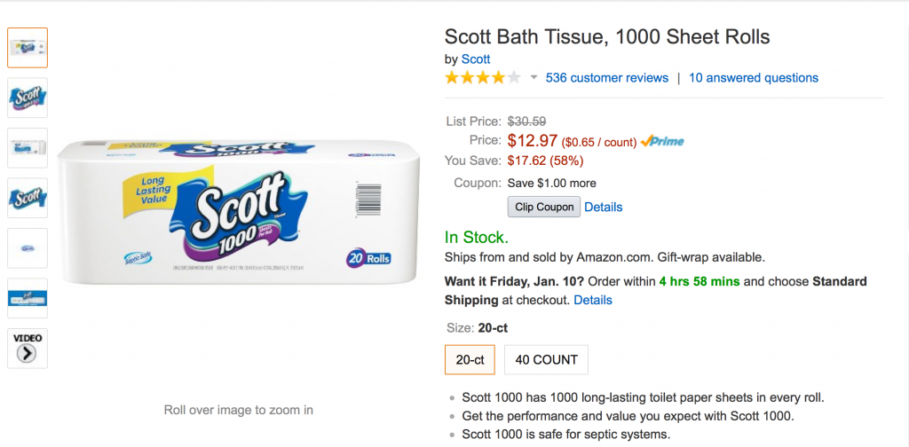 Scott Bath Tissue 20ct