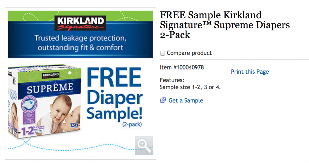 Free Sample of Kirkland Diapers from Costco