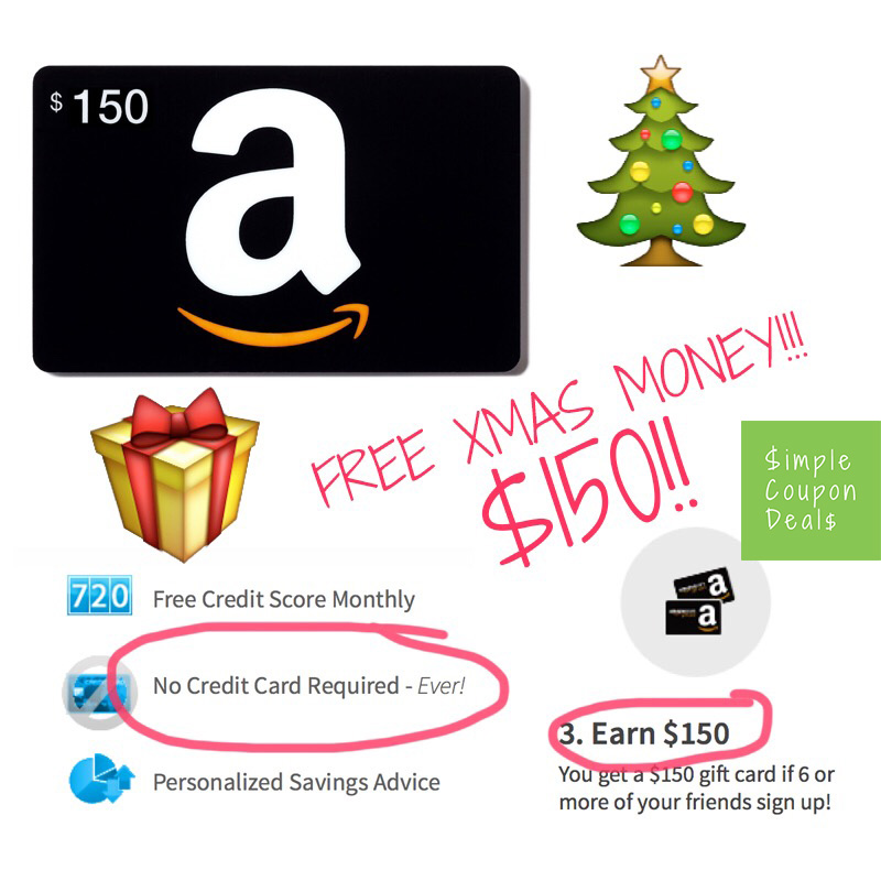 Free 150 Amazon Gift Card For Christmas With Free Credit Score Sign Up Invites Simple Coupon Deals