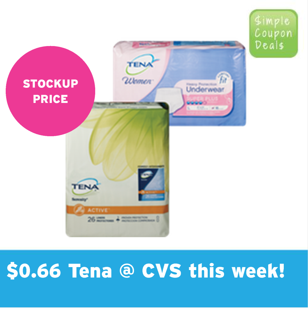0.66 Tena CVS Simple Coupon Deals