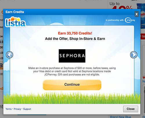 sephora-listia-offer-popup