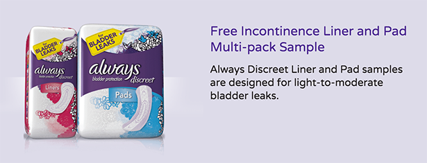 free multi pack sample of always discreet liners pads underwear free always samples