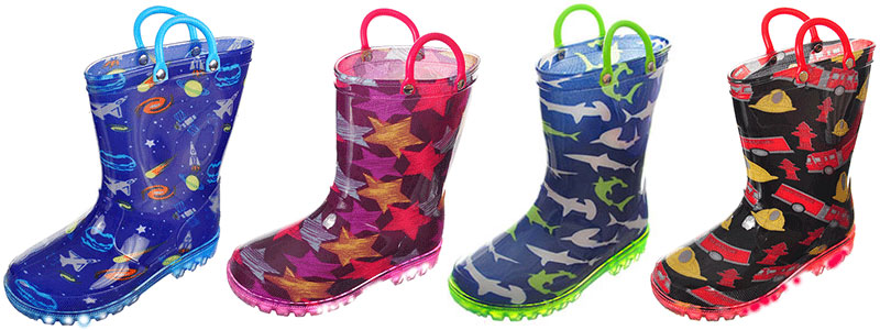 childrens light up rain boots