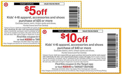 Target Coupons for Kids Clothes: Take $5 off $25 and $10 ...