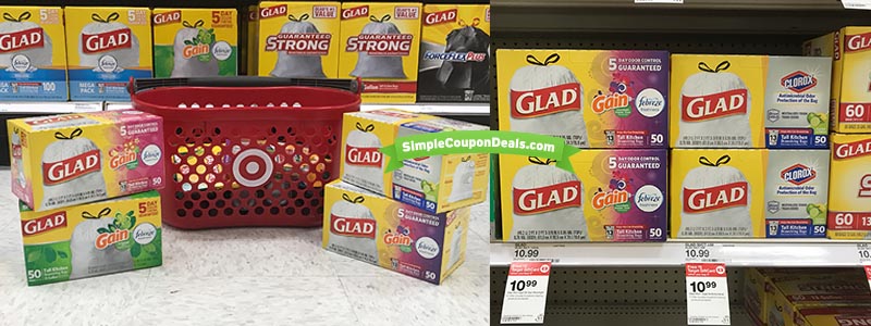 New Glad Trash Bags Coupon 5 94 Per Box At Target Simple Coupon Deals