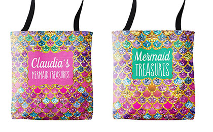 50% off Personalized Glitter Sparkle Mermaid Tote + Free Shipping